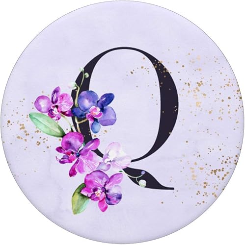 Miniatura 3 de Orchids Plants Flower Floral Arrangement Purple Letter Q PopSockets - Soporte y agarre para teléfonos y tabletas, Negro
