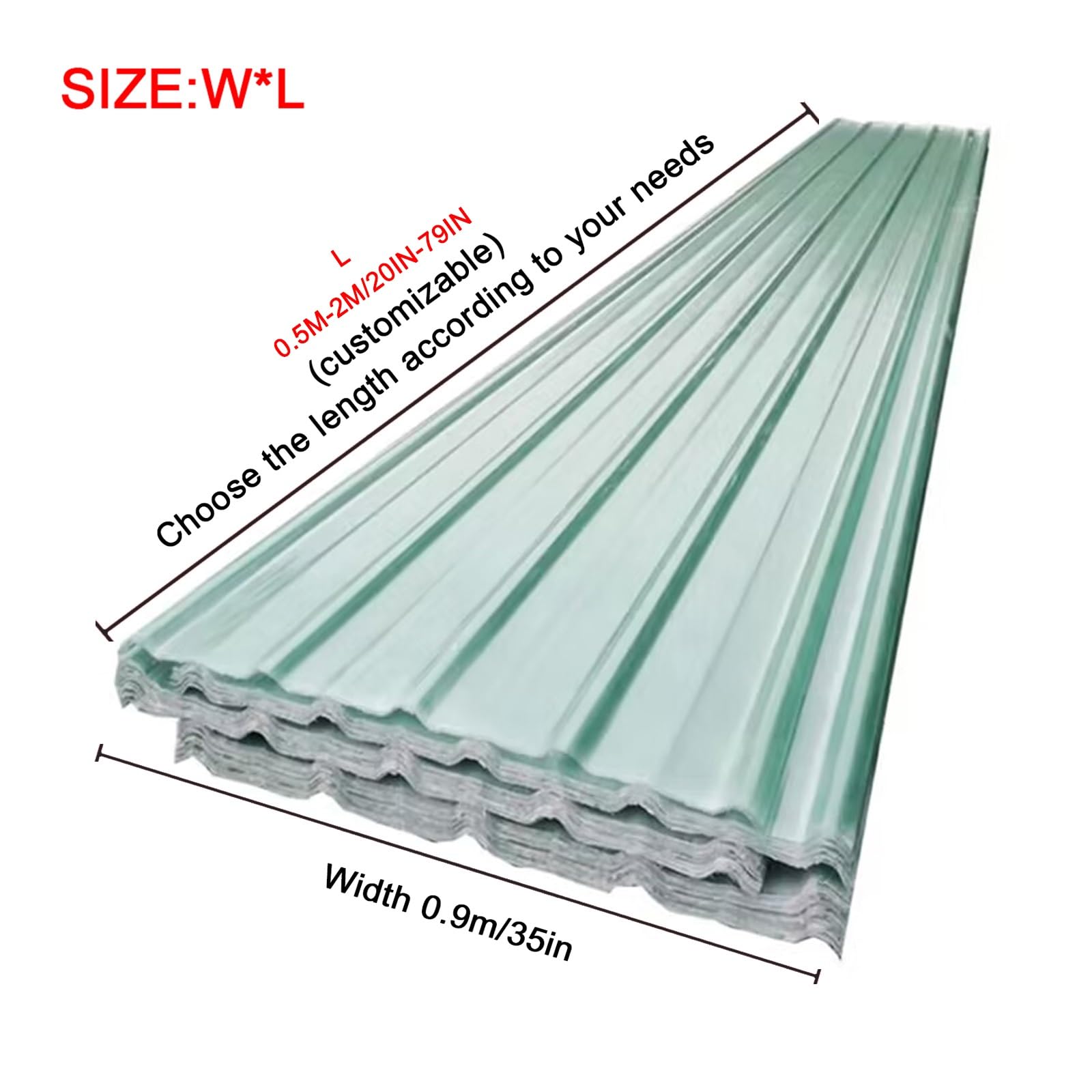 Pannelli da Tetto Isolanti Trasparenti,Pannelli da Tetto Resistente ai Raggi UV，Lamiera Ondulata Autopulizia，Lamiere Ondulate Antipioggia in FRP,per Esterni Tettoia(4pcs,0.9 * 1.7m/35 * 67in)