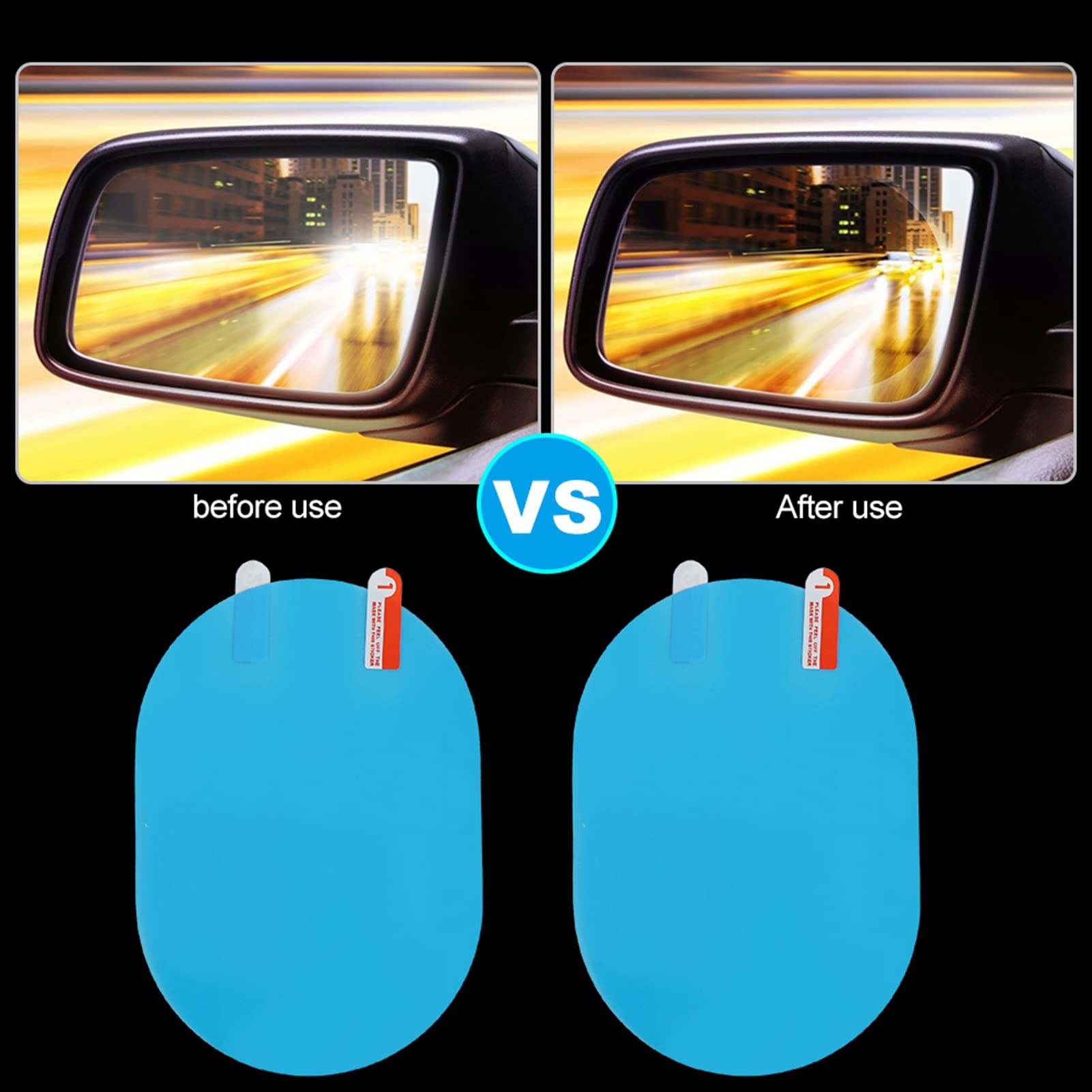 A prueba de lluvia Anti-vaho 100x145mm Espejo retrovisor protector de lluvia, Película de espejo exterior, para camiones Todos los remolques de coche con espejo retrovisor de tamaño estándar