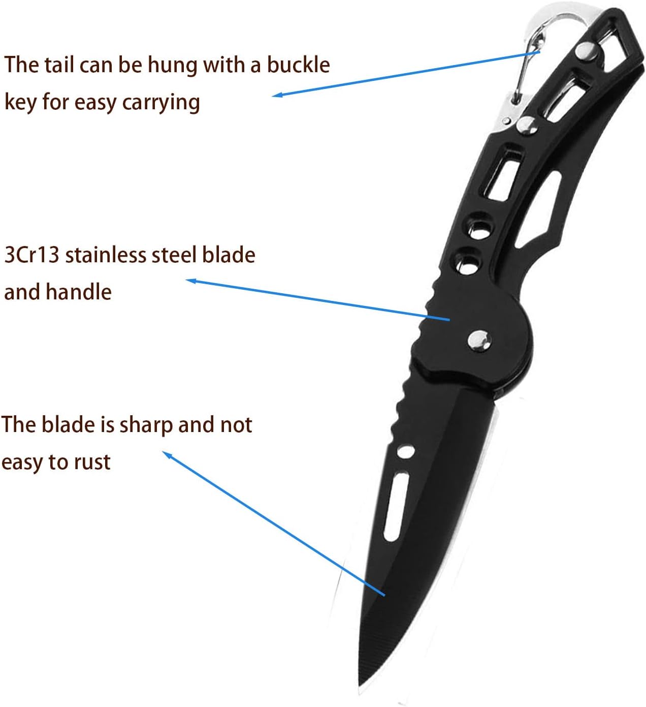Pocket Folding Knife Tactical Knife Small Stainless Steel Blade 2.5 Inches Long Black Gift for Men and Women (12PACK)