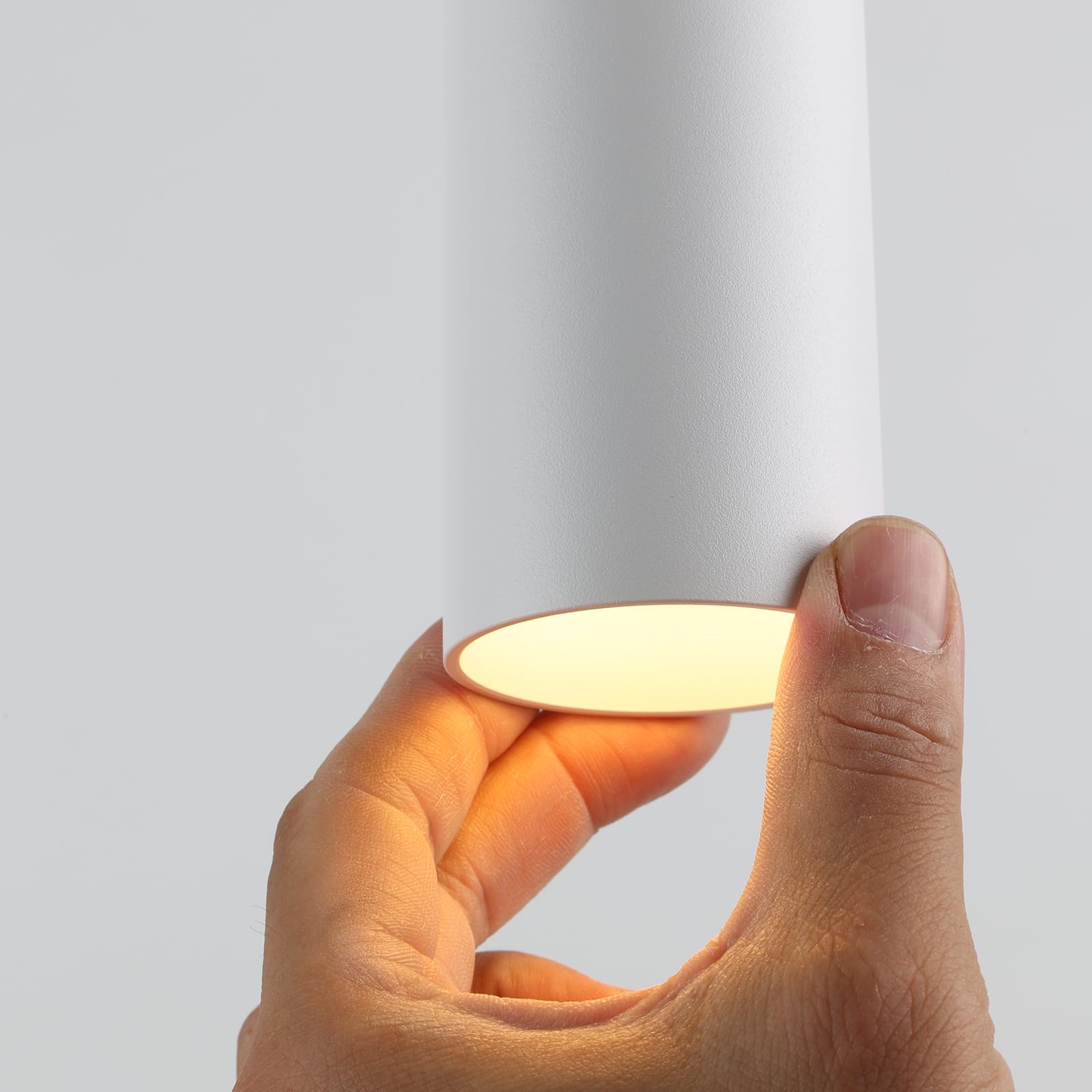 Alpinaluz Lampada a sospensione tubolare da soffitto in alluminio 20 cm – Design moderno minimalista, attacco GU10, cavo tessile regolabile 120 cm (Confezione da 2 Bianco)