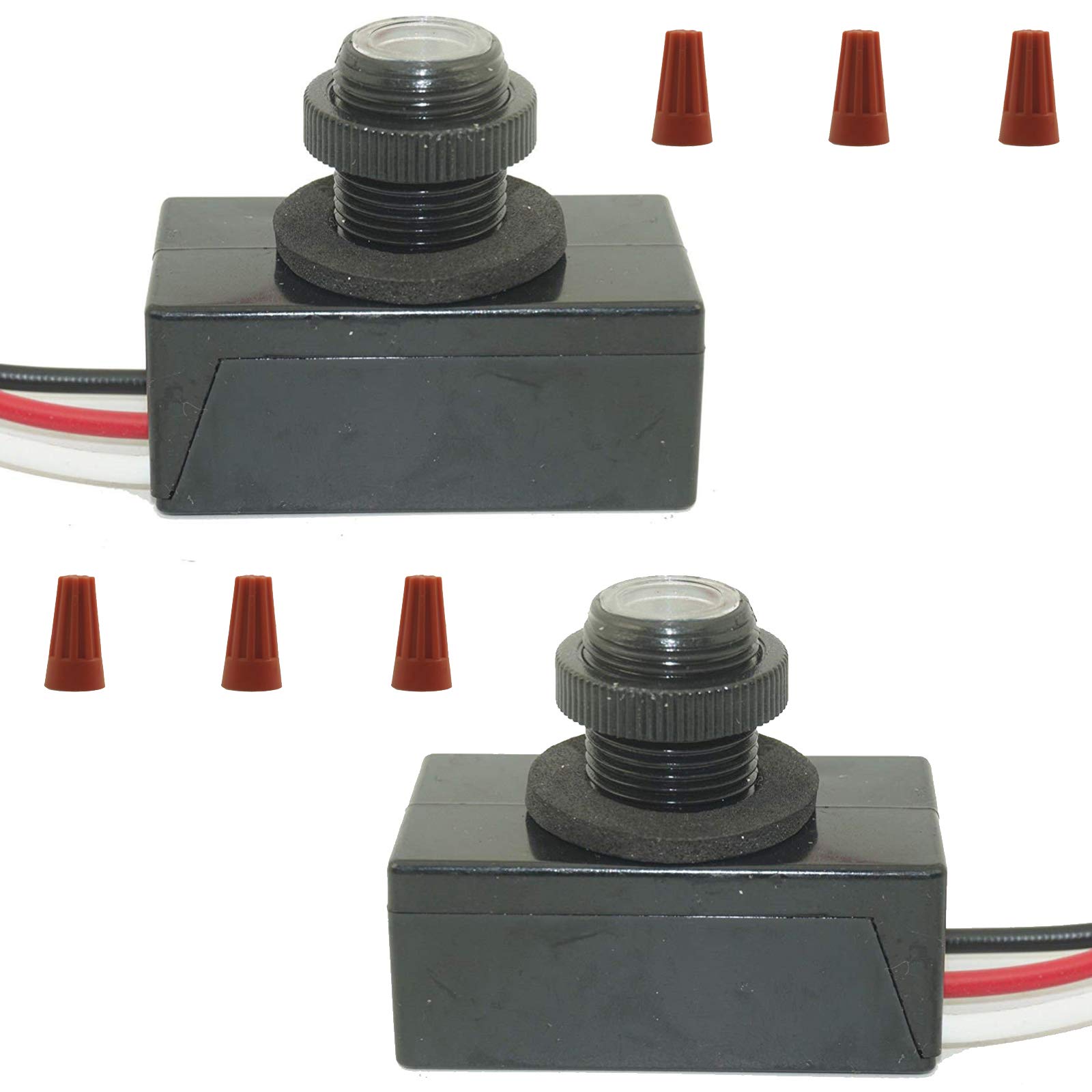 Two 120-Volt Outdoor Hard-Wired Post Eye Light Control with Photocell Light Sensor Light Automatic Dusk Till Dawn Photo Control Light Sensor Switch for Hardwire Outdoor Lamp Posts