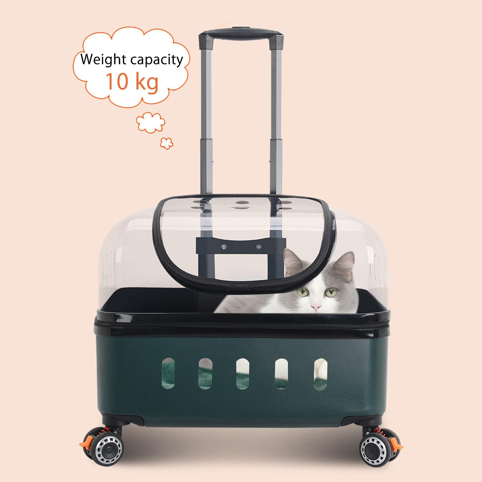 Maleta con Ruedas para Perros y Gatos, Mochila Transpirable para Mascotas, Diseño Ventilado para Viajes, Senderismo y Uso al Aire Libre