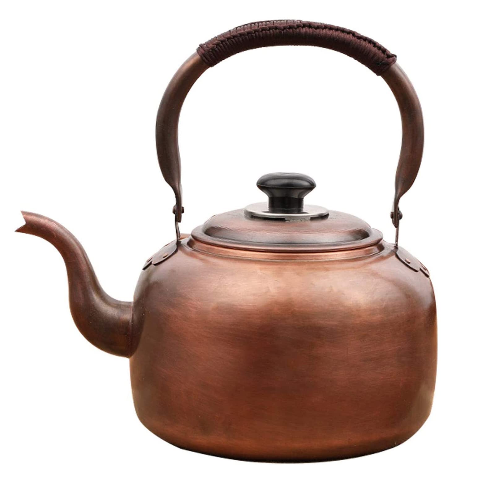 Fuyao Brown Whistling Kettle Teapot,Premium Copper Tea Kettle For Stove Top,Rustic Tea Pot With Ergonomic Handle,Work For All Stovetops