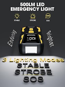 DBPOWER 5000A Jump Starter, 74Wh Car Battery Jump Starter for Up to 10.0L Gas and 8.0L Diesel Engine, 12V Portable Jump Box Battery Pack with Display, LED Light, Jumper Cables, and Storage Case