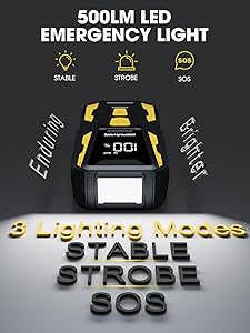 DBPOWER 5000A Jump Starter, 74Wh Car Battery Jump Starter for Up to 10.0L Gas and 8.0L Diesel Engine, 12V Portable Jump Box Battery Pack with Display, LED Light, Jumper Cables, and Storage Case