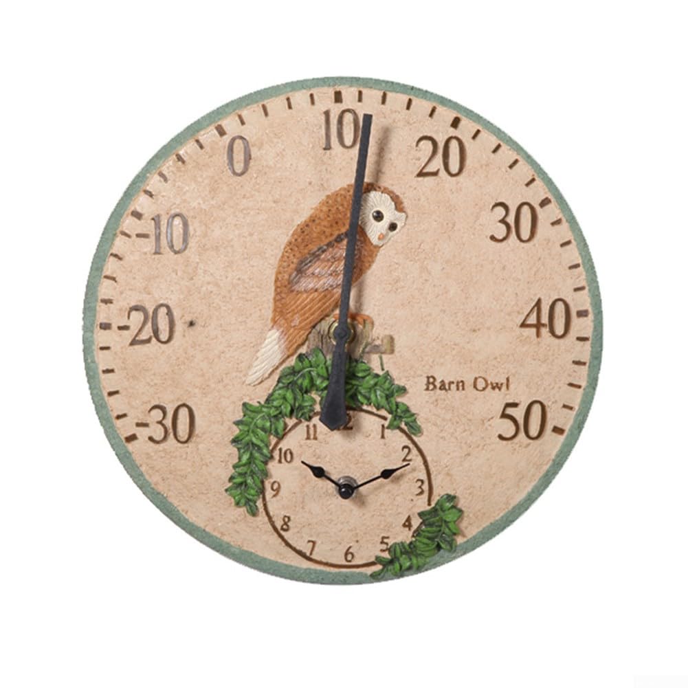Horloge murale de jardin résistante aux intempéries avec thermomètre extérieur