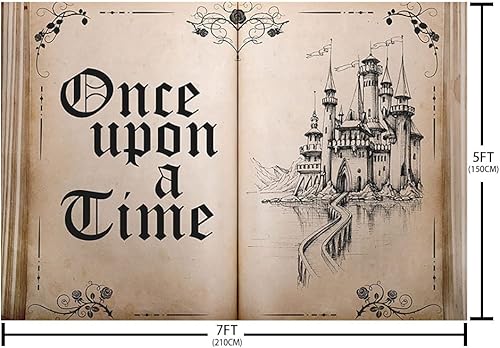 Miniatura 4 de Telón de fondo de libros de cuentos de hadas de 7 x 5 pies, libro de apertura antigua, decoración de fiesta, castillo antiguo, princesa, boda,