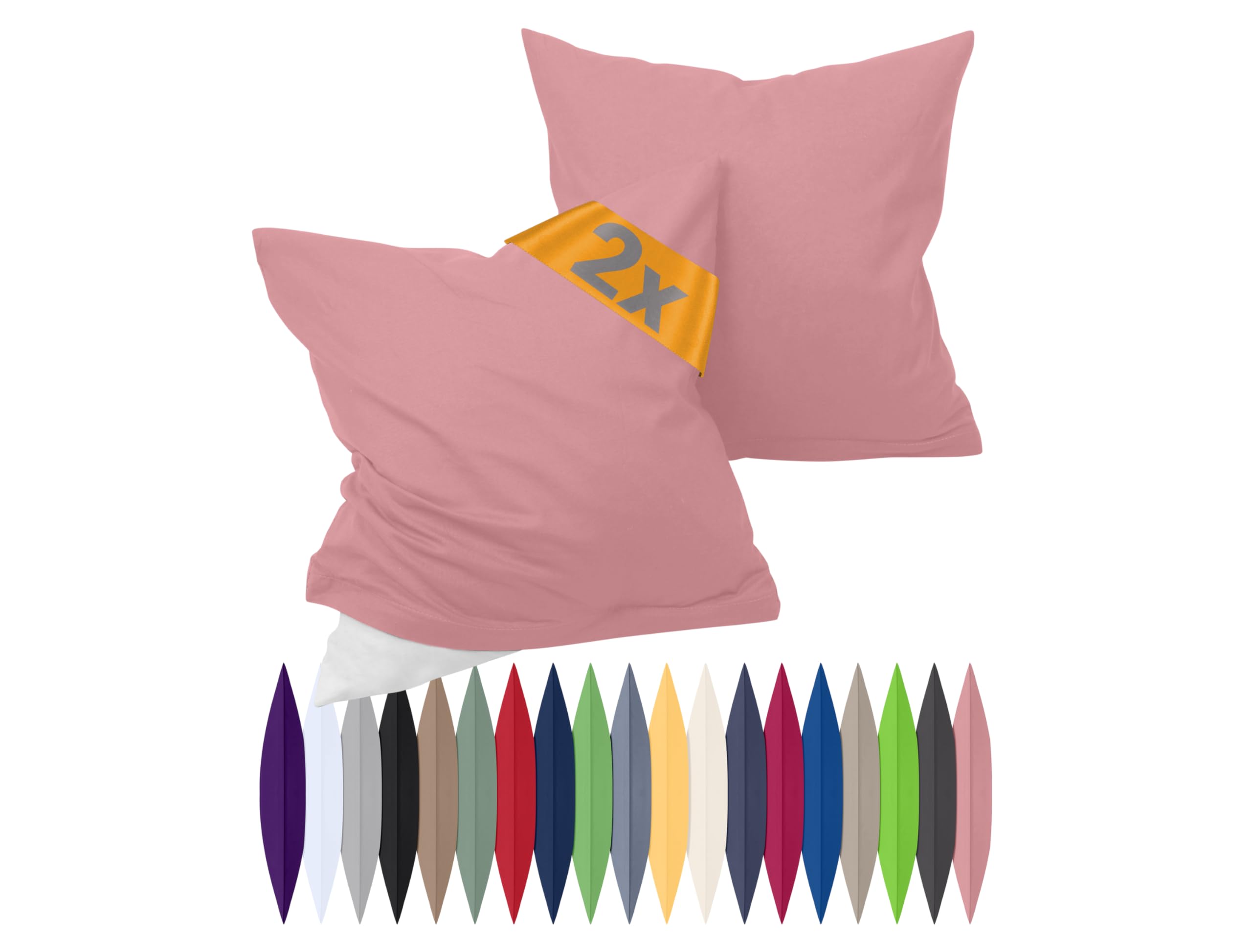 npluseins Renforcé-Kissenbezüge im Doppelpack - 100% Baumwolle - schlicht und edel 698.898, 80 x 80 cm, Altrosa