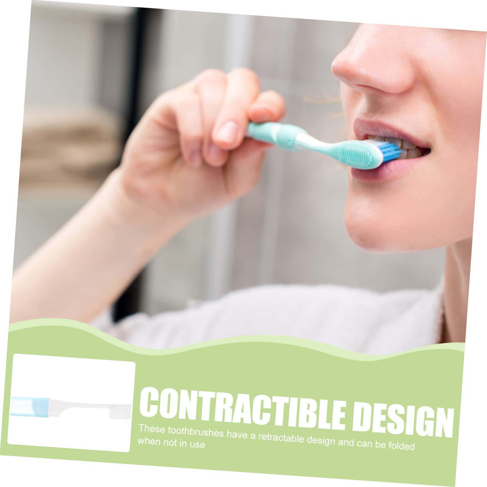 30piezas Cepillos De Dientes Plegables Cerdas y Camping Cepillos Portátiles Para Bucal Azules Verdes