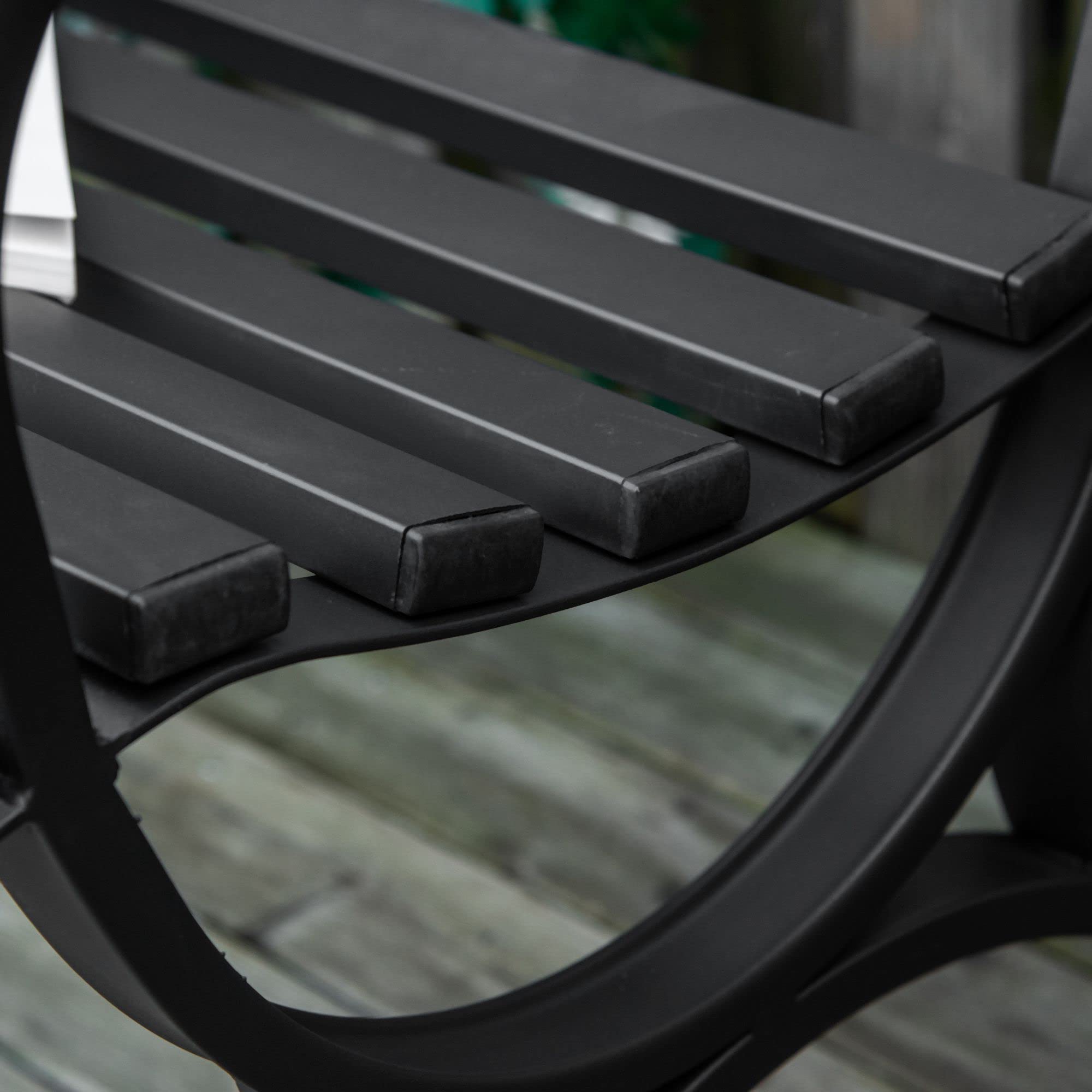 Outsunny Banco de Jardín de 2 Plazas con Respaldo y Reposabrazos Estilo Vintage para Terraza Balcón Patio Exterior Carga 240 kg Hierro Fundido y Acero 128x58,5x85 cm Negro