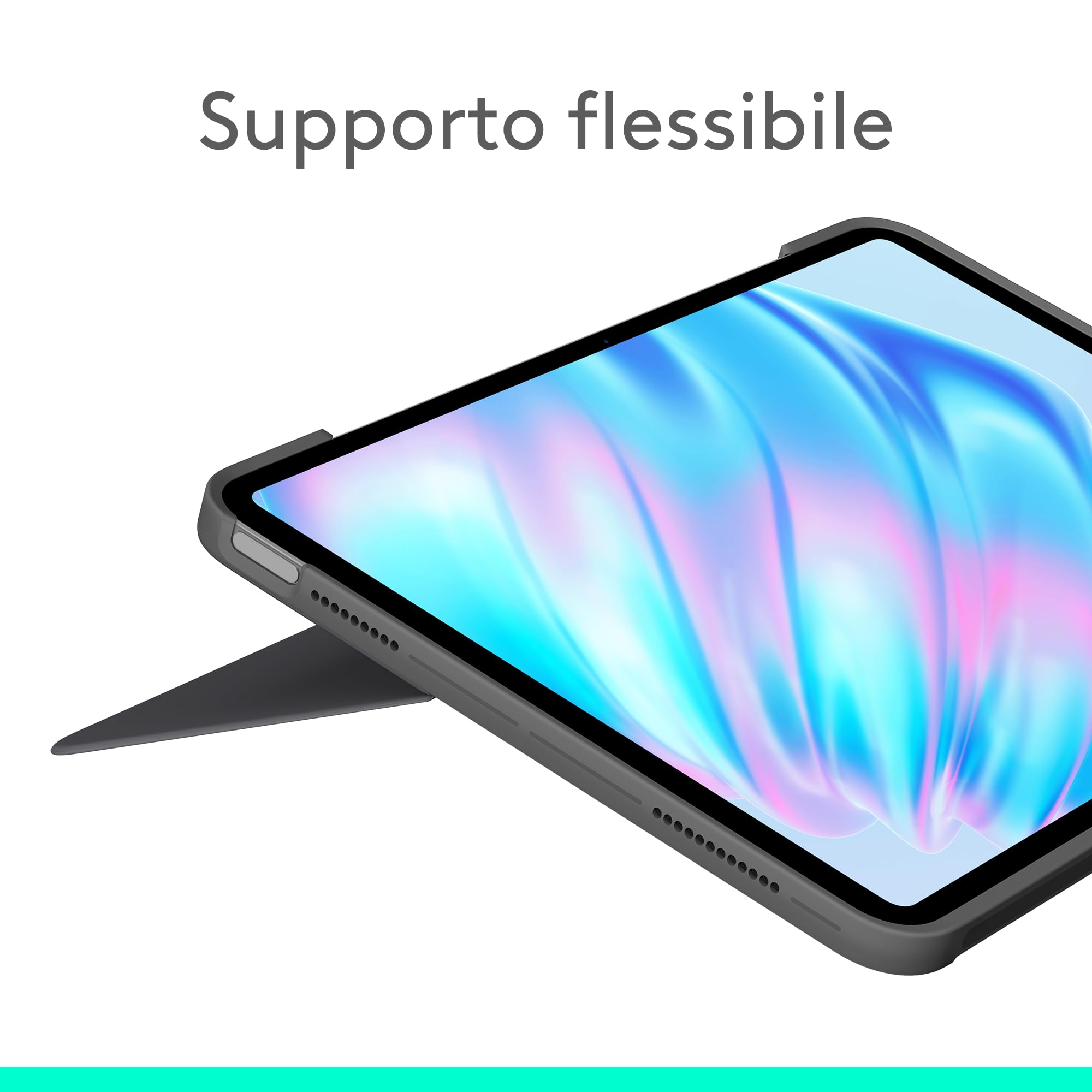 Logitech Combo Touch per iPad Air da 11 pollici (M2, M3 e M4), iPad Air (5a generazione) Custodia con tastiera - Tastiera retroilluminata staccabile con supporto - Layout Italiano QWERTY - Grigio