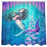Mermaid Shower Curtain, Mermaid Girl Sea Underwater Fish Nature Ocean Sea Animals Shower Curtain Nau