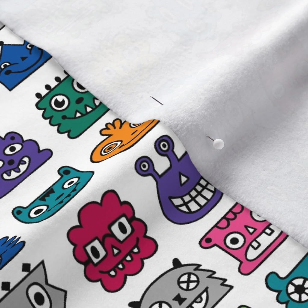 Spoonflower Fabric - Monster Kids Monsters Printed on Polartec(R) Fleece Fabric by the Yard - Sewing Blankets Loungewear and No-Sew Projects