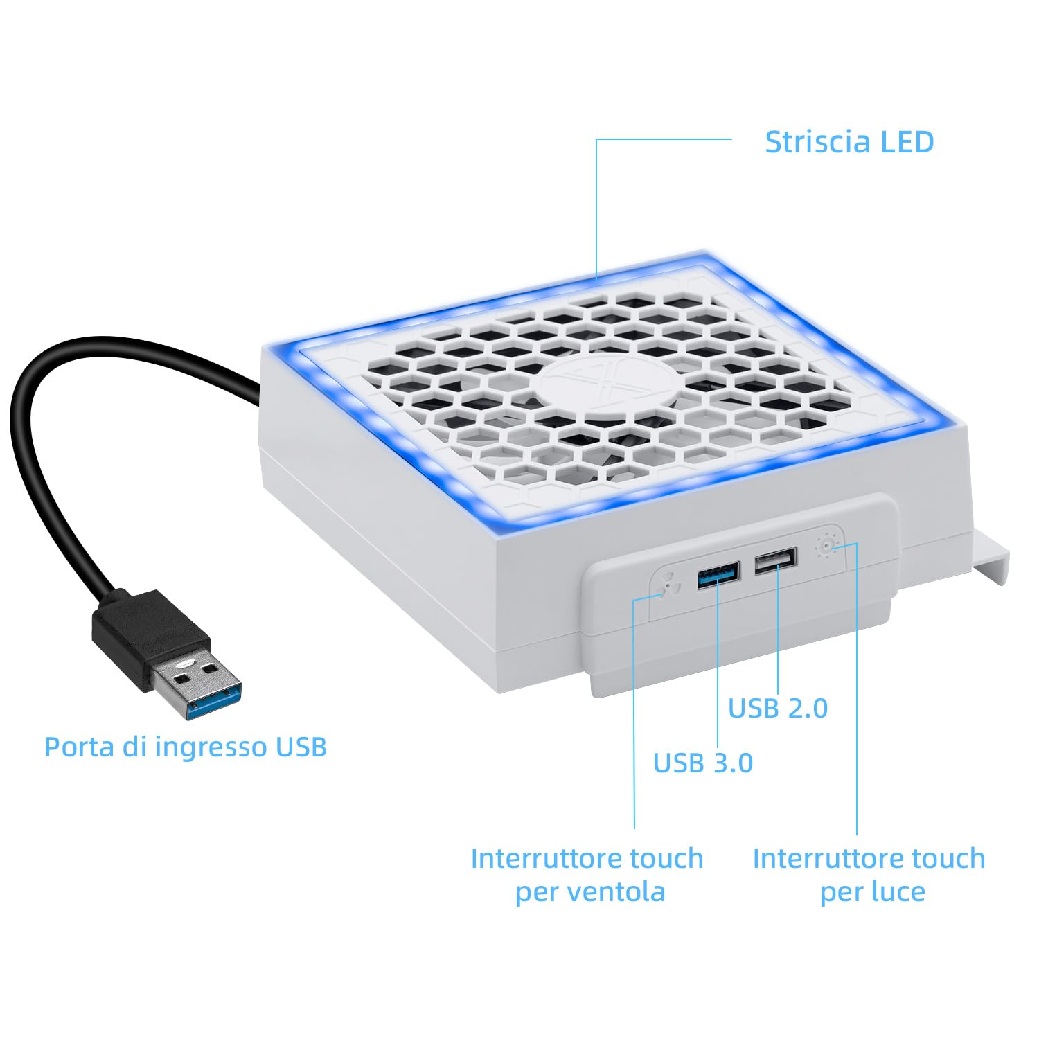 Mcbazel Ventola di Raffreddamento per Xbox Series S, Display a LED RGB, a Basso Rumore, 2 Porte USB Aggiuntive, Ventola di Raffreddamento Esterna a 3 Livelli per Console Xbox Series S