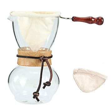 Homend Woodneck Coffee Brewer 480CC 3-4cups Coffee Maker, Woodneck Coffee Drip Pot Heat Resist Glass Coff