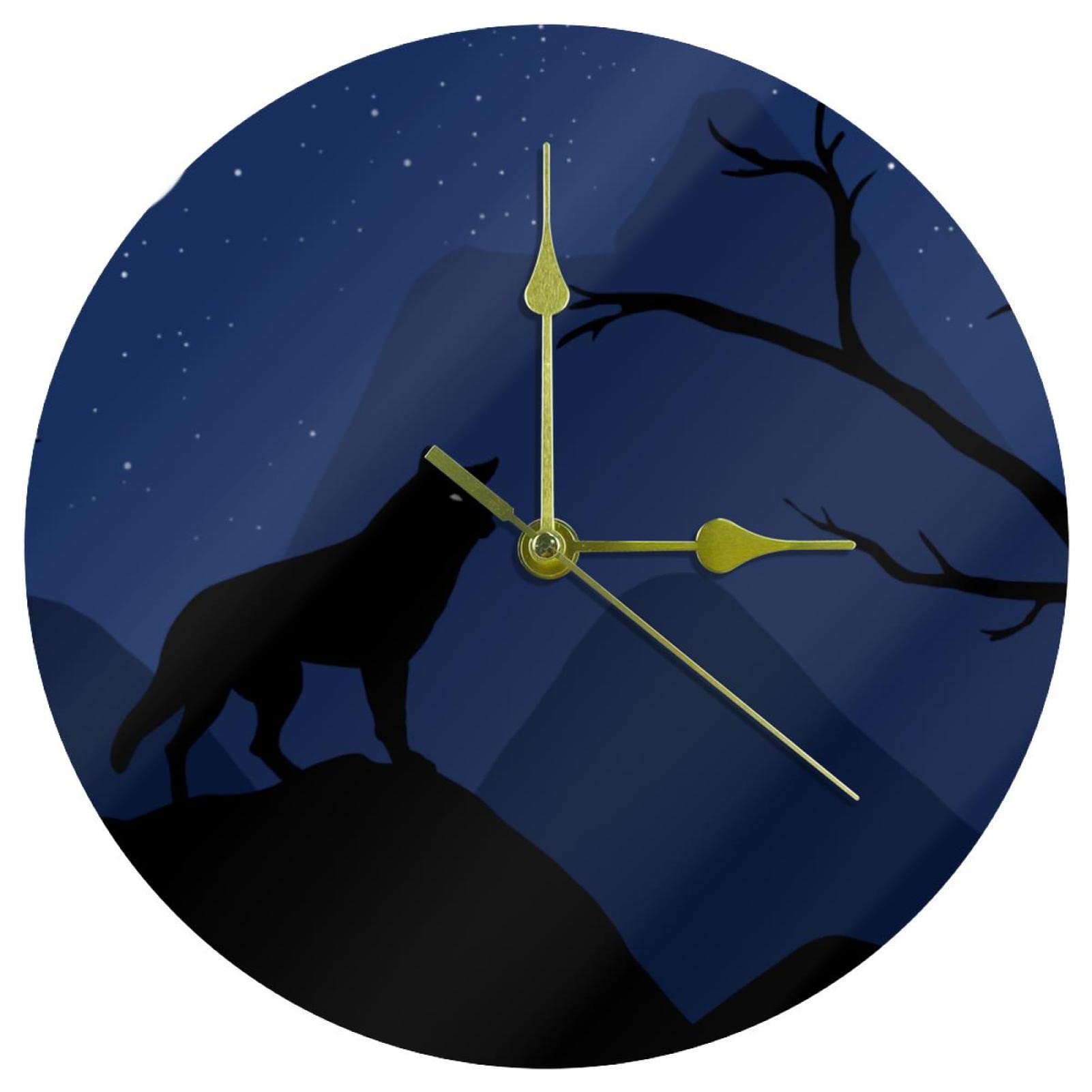 Horloge murale Lune Loup 24 cm idéale pour décoration maison et bureau