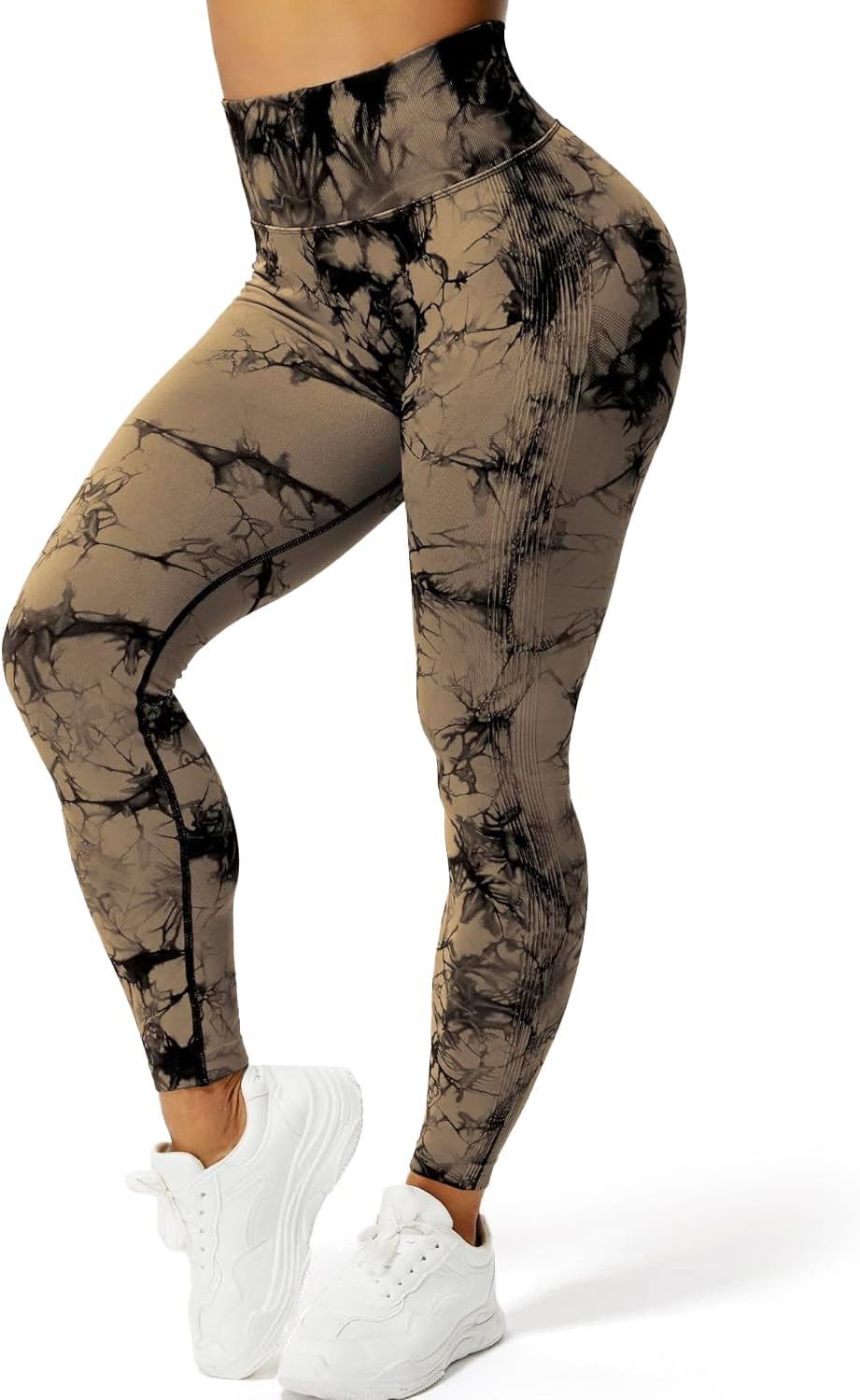 Peer Women Seamless Tie-Dye Butt-Lifting Yoga Leggings - High Waist, Tummy Control, and Booty Scrunch