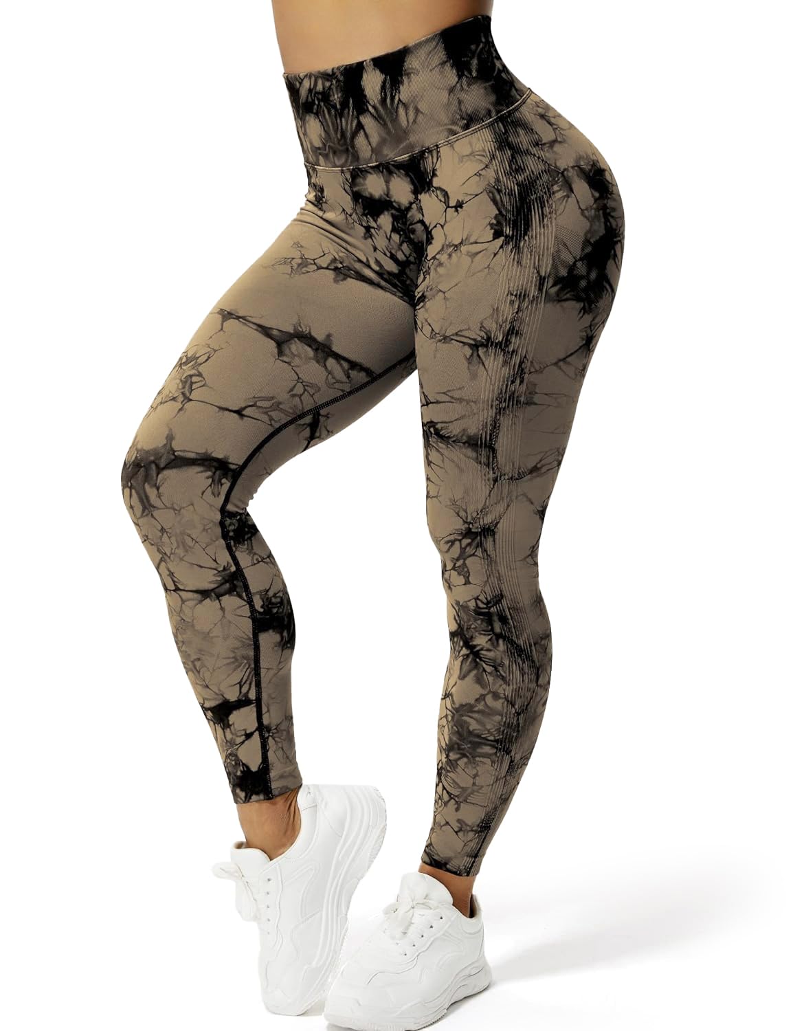 Peer Women Seamless Tie-Dye Butt-Lifting Yoga Leggings - High Waist, Tummy Control, and Booty Scrunch