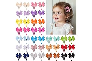 40-Pack Toddler Barrette Premium Quality Lightweight Hair Bows Snap Clips in 20 Colors