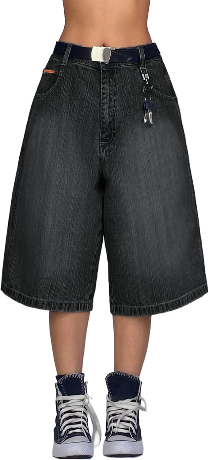 EMMIOL Baggy Jorts for Women Wide Leg Denim Shorts Y2k Mid Rise Bermuda Streetwear Boyfriend Jean Shorts with Pockets - Image 2