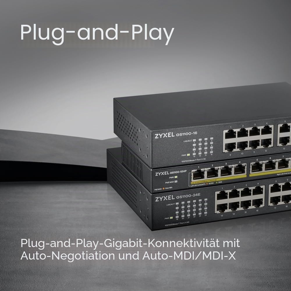 Zyxel GS1100-16v3 16 Port Unmanaged Gigabit Ethernet Switch Lüfterlos