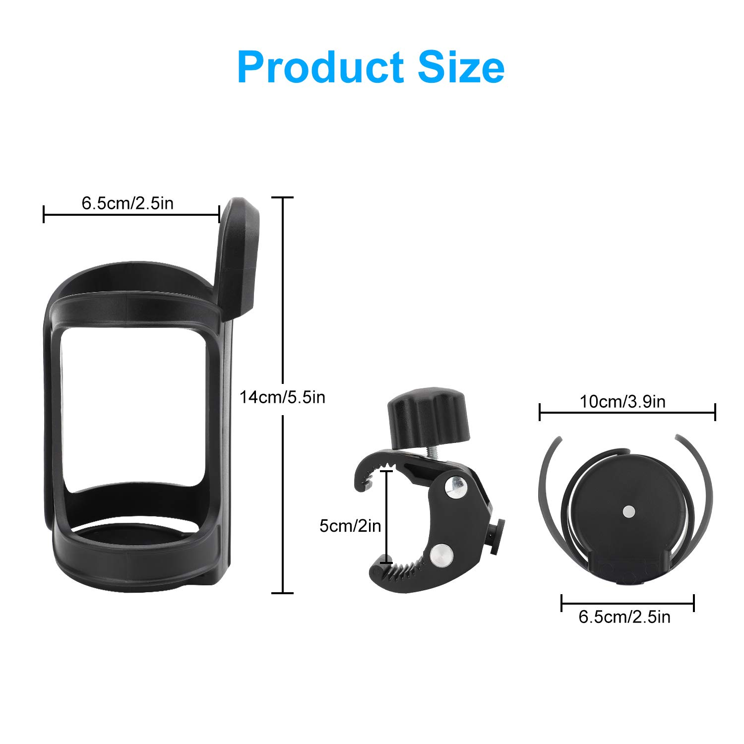 Lot De 2 Porte-bidons Vélo Ajustables 55-75mm - Support Rotatif 360°, Fixation Tube 22-32mm - Pour VTT, Route, Fauteuil, Poussette