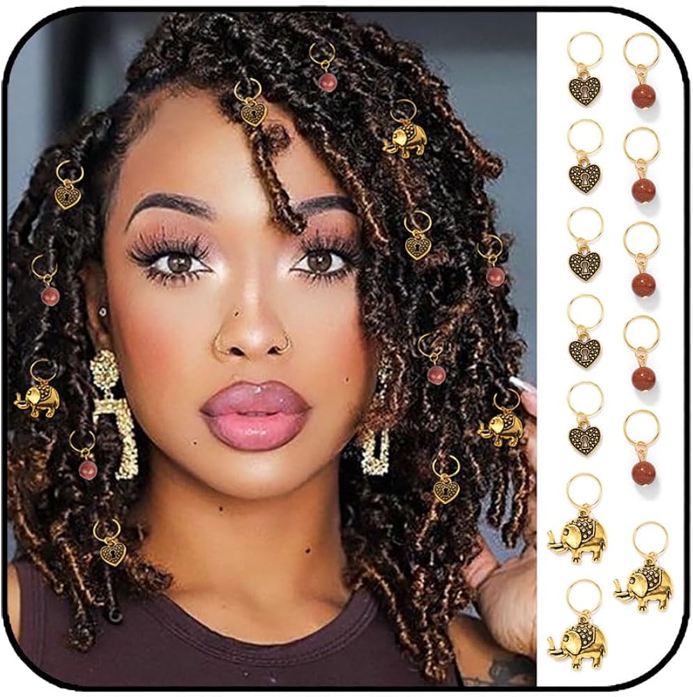 エンフォルド　ヘアアクセ Amazon.com: Formery Beads Dreadlock Clip Accessories Gold Elephant