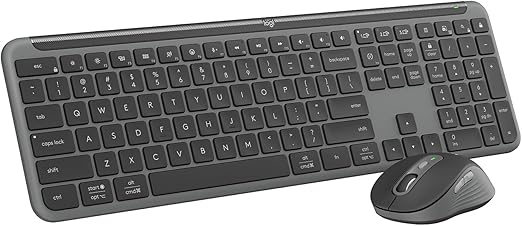 Logitech MK955 Signature Slim Wireless Keyboard and Mouse Combo, For Larger Hands, Quiet Typing and Clicking, Graphite - USB Type A Wireless Bluetooth 5.1 Keyboard - Graphite - USB Type A Wireless Blu
