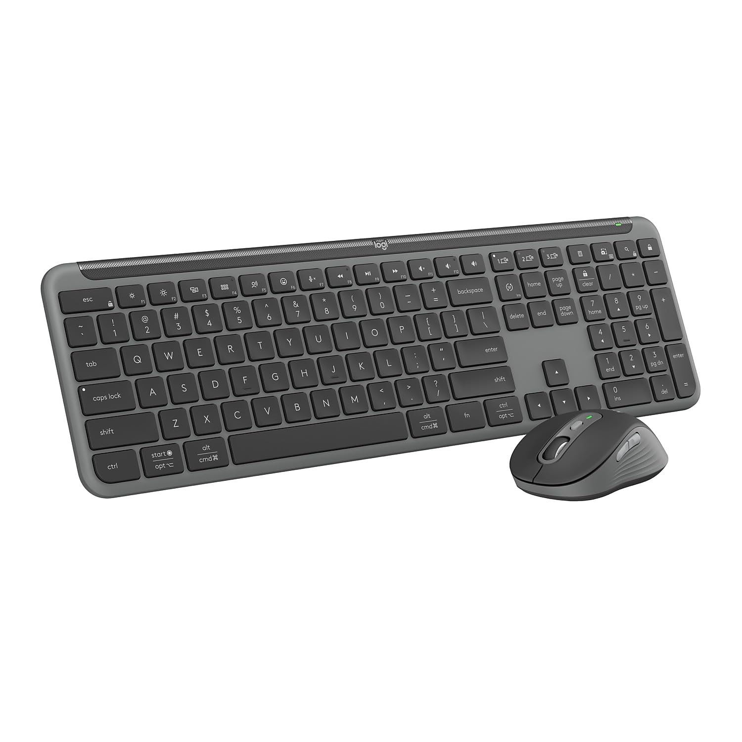 Logitech MK955 Signature Slim Wireless Keyboard and Mouse Combo, For Larger Hands, Quiet Typing and Clicking, Graphite - USB Type A Wireless Bluetooth 5.1 Keyboard - Graphite - USB Type A Wireless Blu