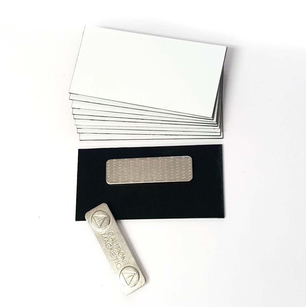 Name Badge Blanks with Magnet - 10 Pack White 1.5" X 3"