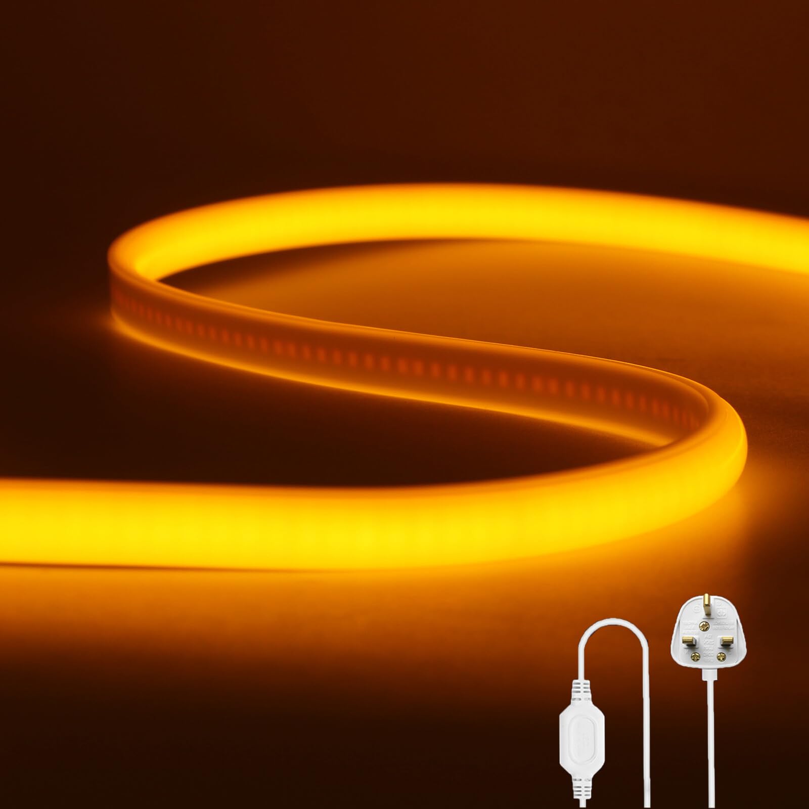 Wisada Flexible COB LED Strip Light [29M, Yellow],288 LEDs/m Cuttable FCOB LED Neon String Light,AC220-240V,DIY Design,IP65 Waterproof Fairy Lights for Home and Shop Decorative Lighting