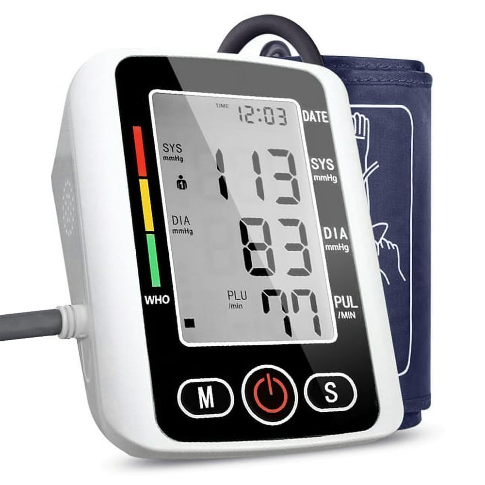 Tensiómetro de Brazo Digital, Tensiometro de Brazo con Brazalete de 22-32 cm, Medidor de Tension Arterial Brazo con Gran Pantalla LED, 2x99 Memoria