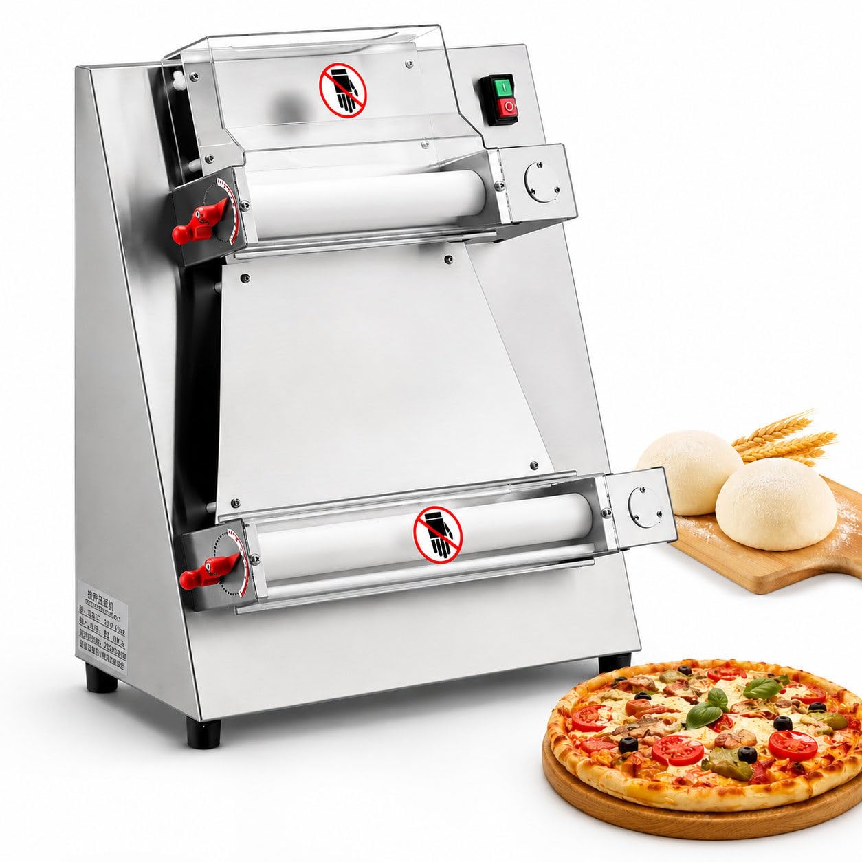 DIUNAOZI Automatic Pizza Dough Press Machine, 3-12" Commercial Dough Roller Sheeter, 370W Electric Pizza Dough Maker with Adjustable Thickness for Pizza Bread Tortilla,Croissant Pastry