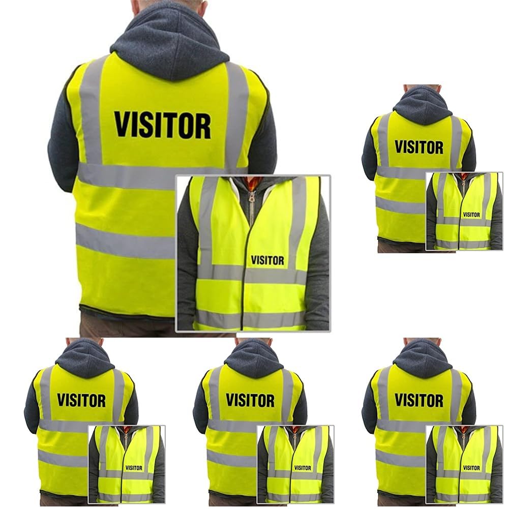 Printed Visitor Hi-Vis High Visability Safety Vest Waistcoat - Yellow