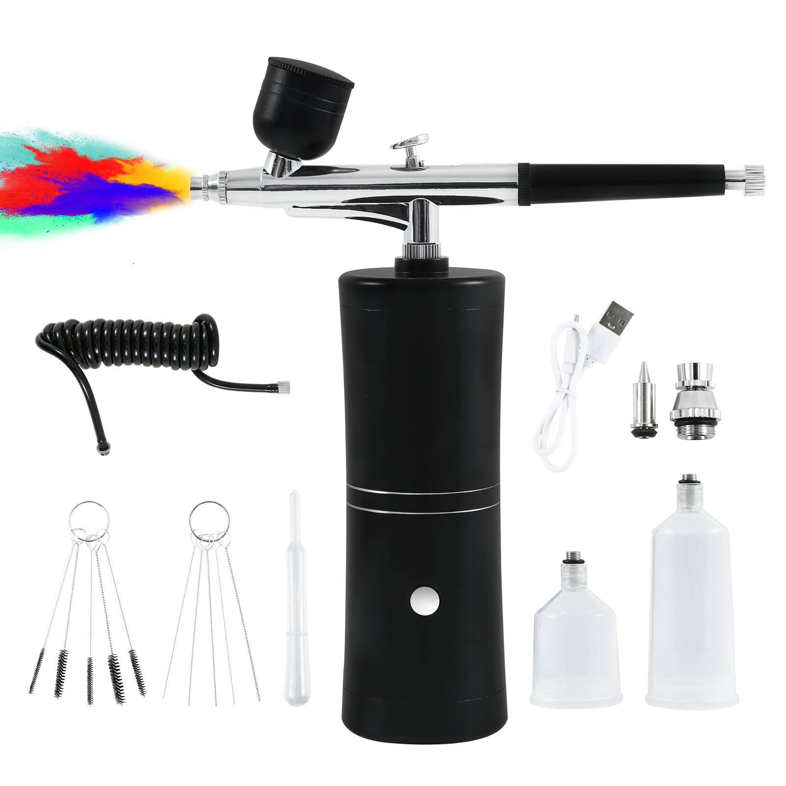 Kit Aerografo Senza Fili: 38 Pcs Pistola Aerografo Portatile con Idratazione della Pelle, Modellazione di Tatuaggi, Unghie, Decorazione di Torte (pink-1