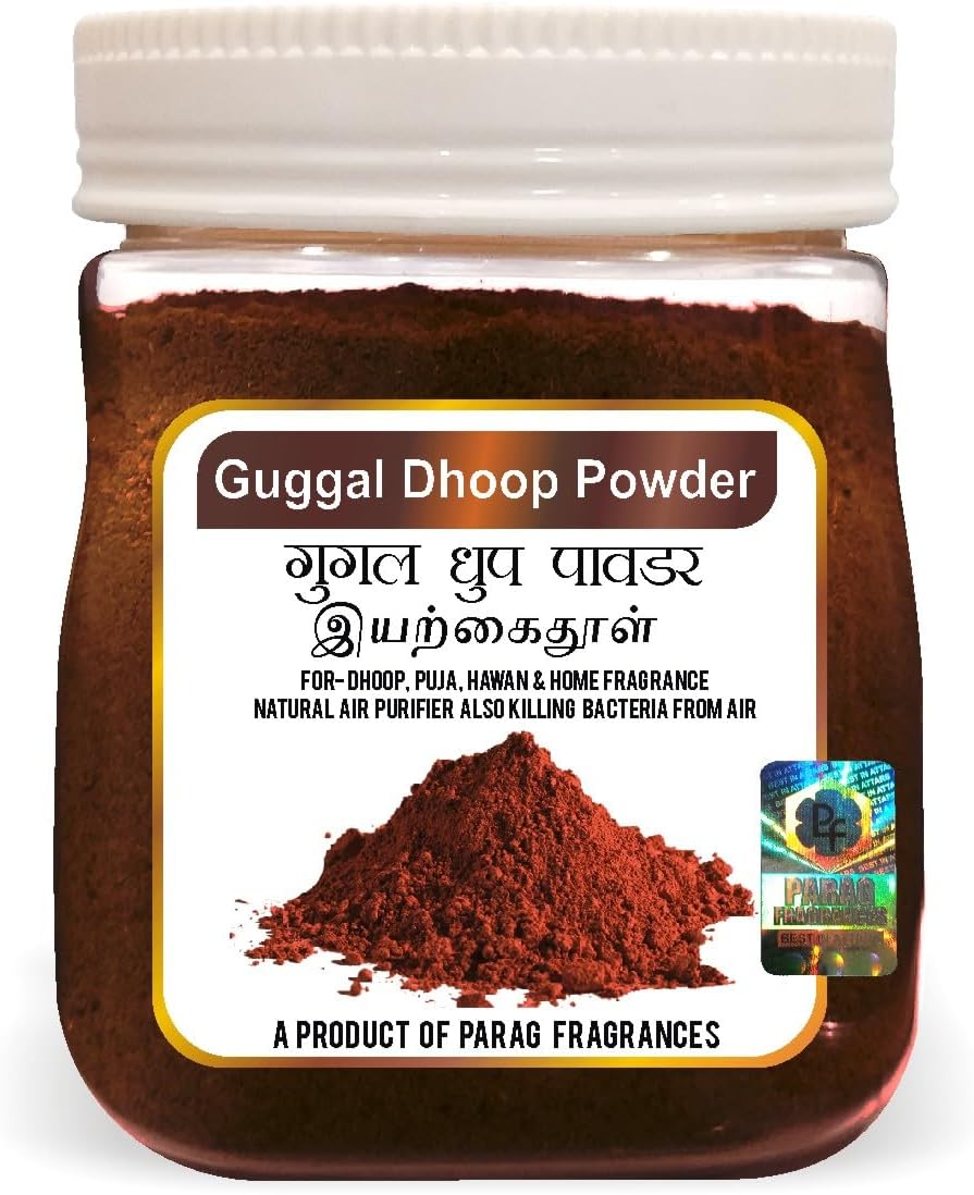Parag Fragrances Guggal Dhoop Powder for Pooja, Hawan, Home Fragrance and Incense / 180 Gram Pack / with Plate and Cone Maker