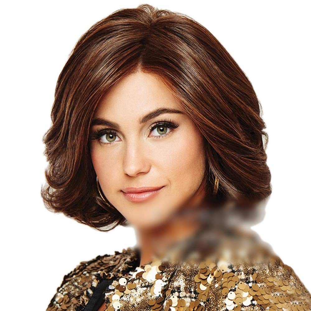 Hair Wig Short Curly Fluffy Wigs For Women Brown Bob Hair