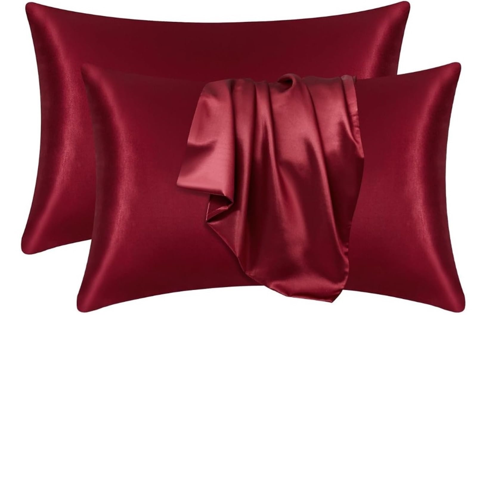 Silk Pillowcase Silky Satin Pillowcases Cooling Hair And Skin Friendly(Burgundy)
