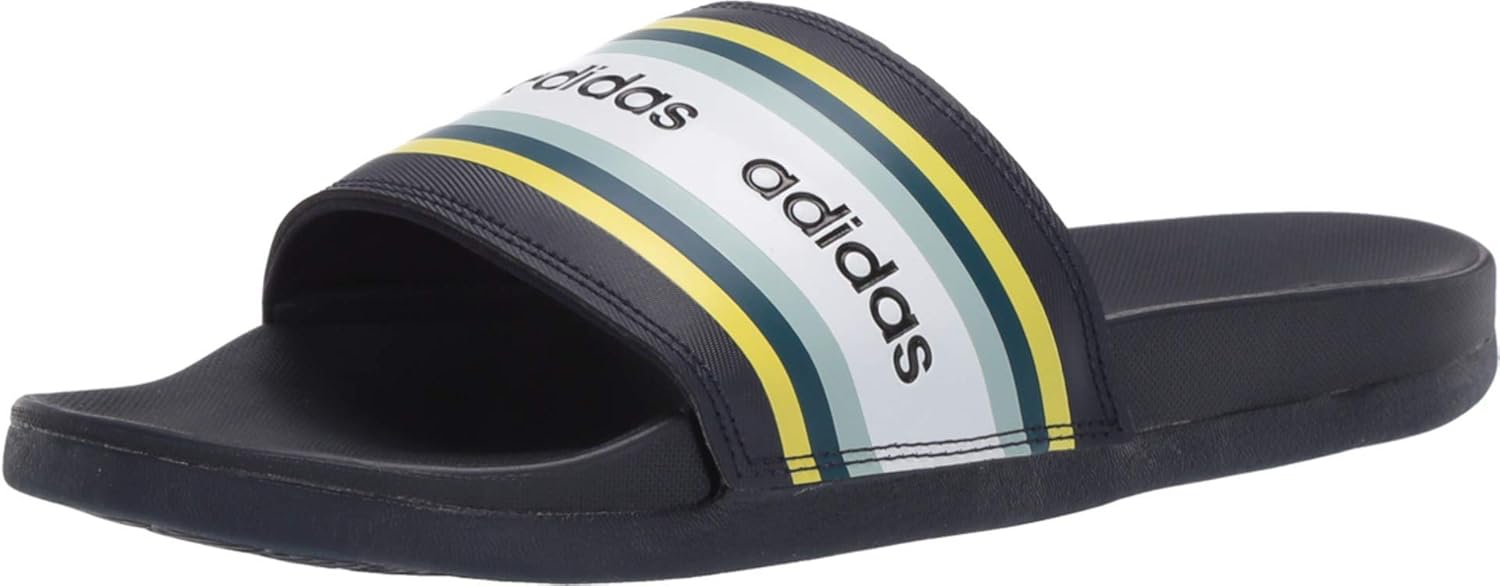 adidas womens Adilette Comfort Slides 11 Legend Ink/Shock Yellow/White