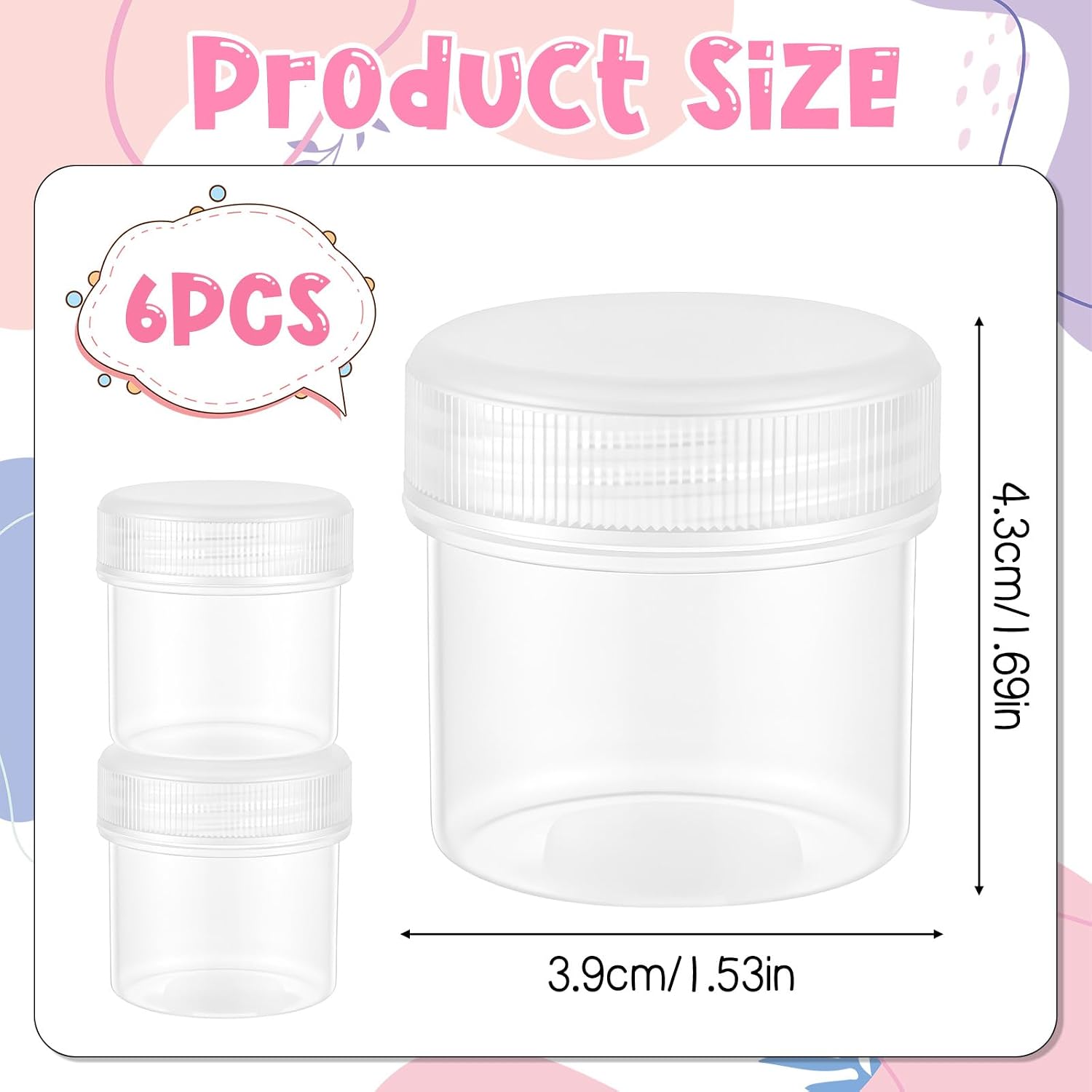 6 PCS Clear 1oz Containers with Lids 1oz Travel Containers for Creams Plastic Travel Size Jars Round Cosmetic Container for Makeup Lotion Jewelry Cosmetic Slime