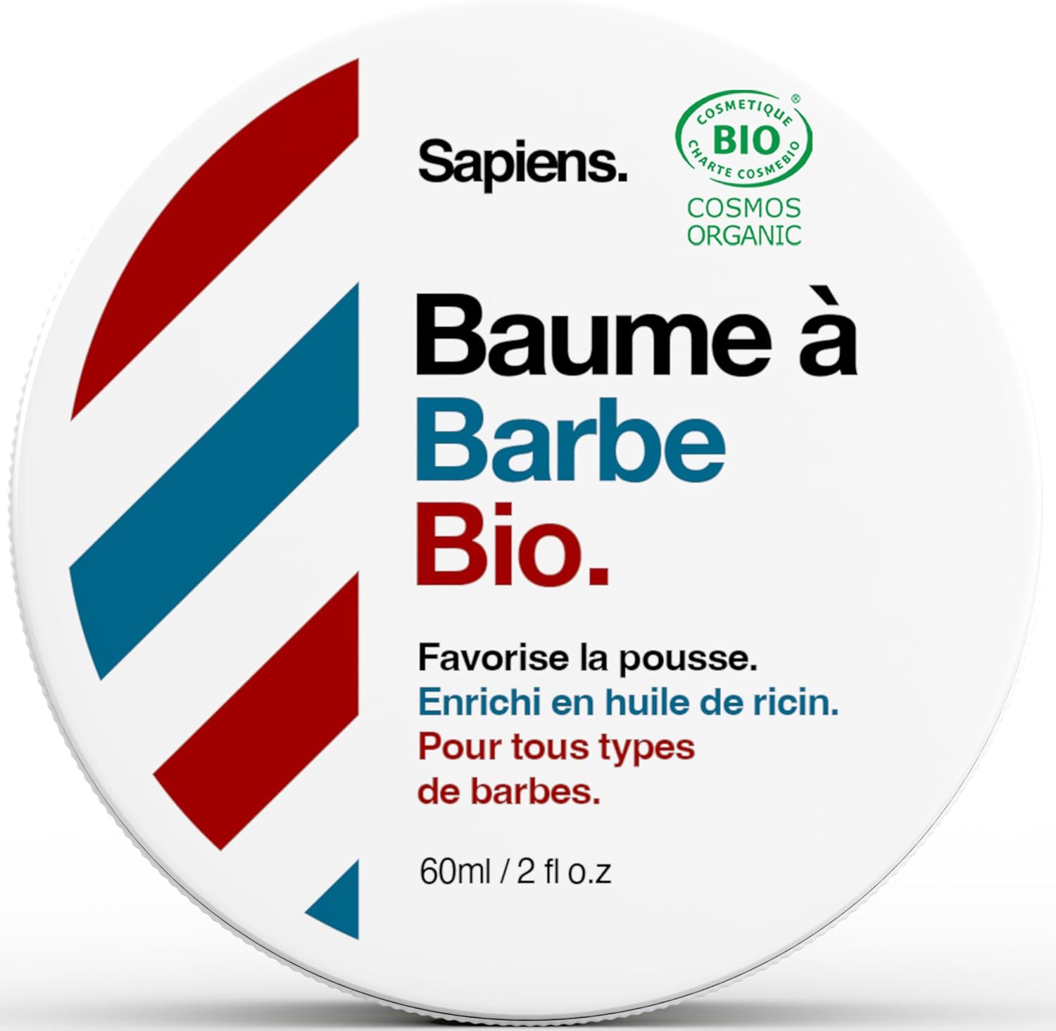Biologische Baard Balsem voor Mannen 60ml Sapiens BarberShop – Made in France – 100% Natuurlijke Baardverzorging Gecertificeerd Cosmos Organic/ECOCERT – Baard en Snor Was met biologische Shea Butter