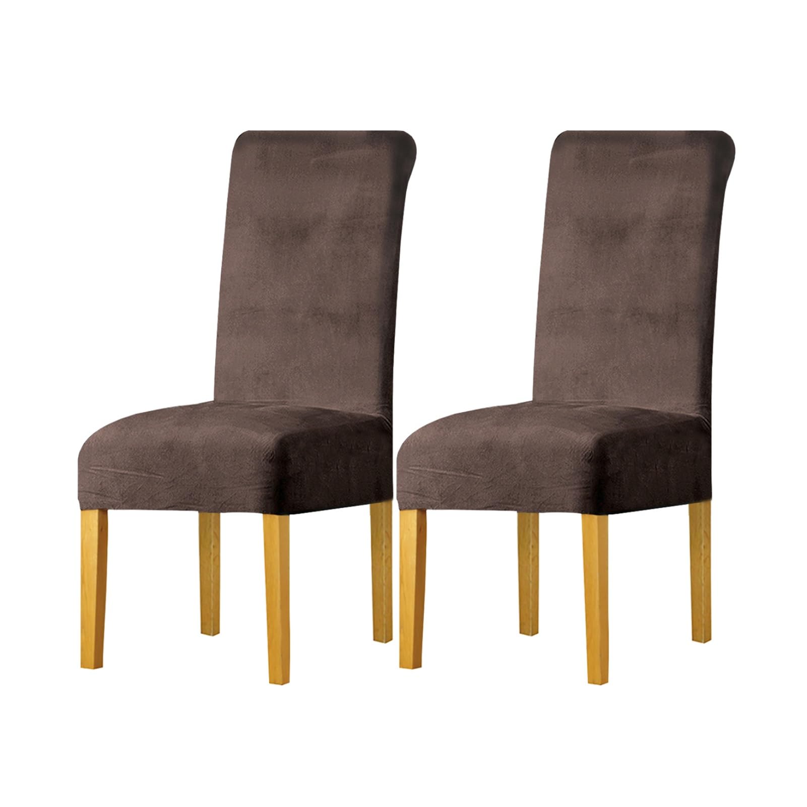 SXZAGZR Velvet Dining Chair Covers - Stretch Spandex Slipcovers for High Back Chairs | Plush Soft Cover for Home, Hotel & Kitchen (Set of 4/6) (Shallow Coffee,Set of 2)