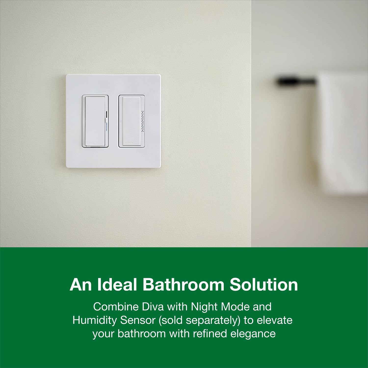 Lutron Diva LED+ Regulador de intensidad con modo nocturno para LED | Modo nocturno Diva para baños y pasillos, barra de luz de brillo suave para luz localizadora, no requiere neutro