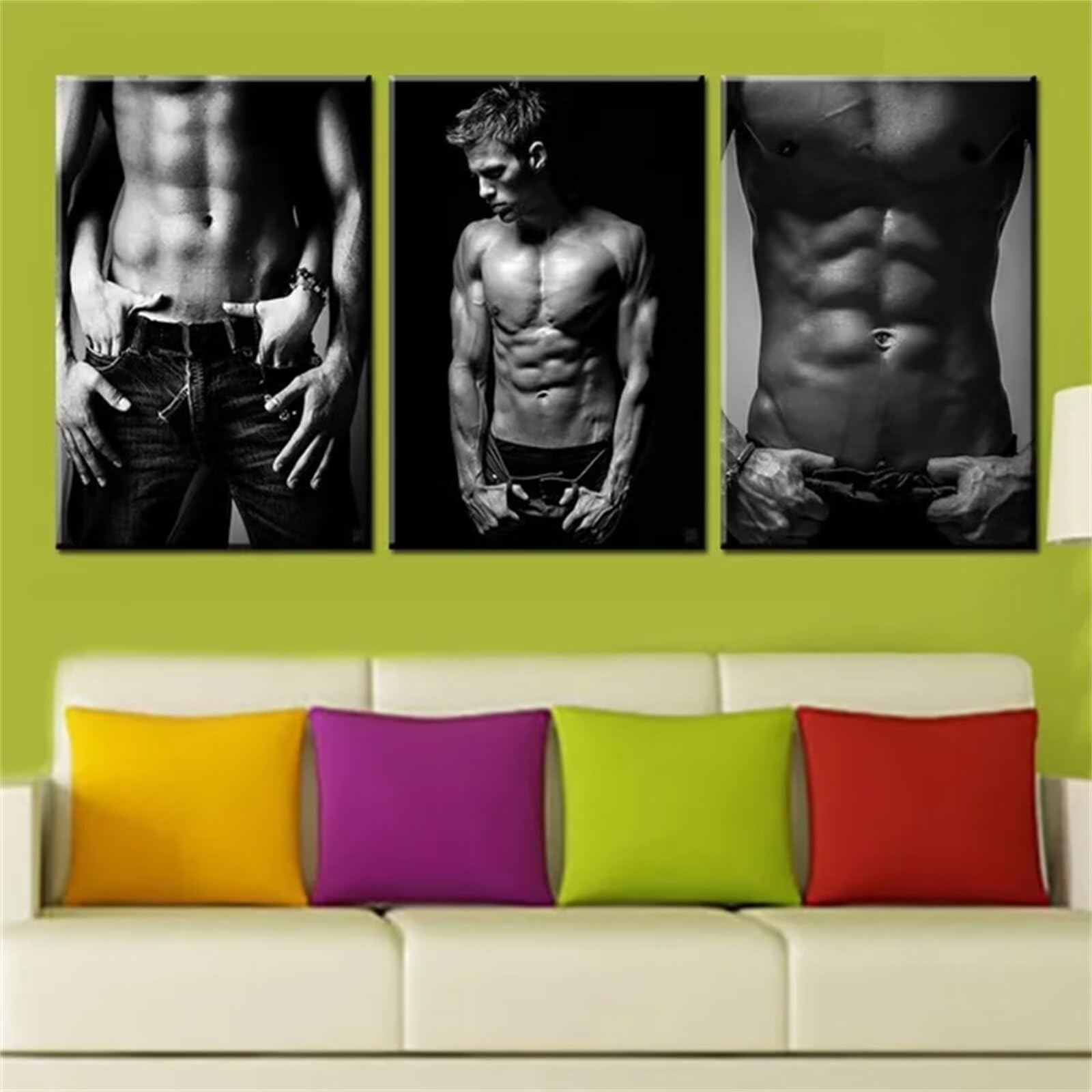 5D Diamond Painting 3 Teilig Groß XXL Sexy Männer Diamant Painting Bilder Full Drill Eckige Mosaikherstellung Basteln Erwachsene Malen Nach Zahlen für Home Décor Mädchen Geschenke 40x60cm F-8481