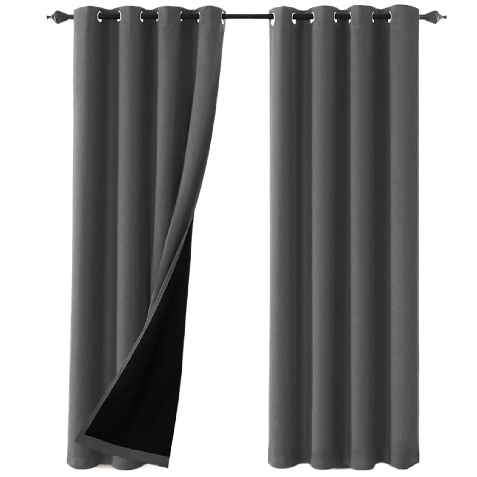 EnxJire Blackout Curtains Blackout Curtains Thermal Insulated for Bedroom with Black Liner Full Room Darkening Noise Reducing Grommet Curtain(Blue-1Panel,132x213cm(52x84inch))
