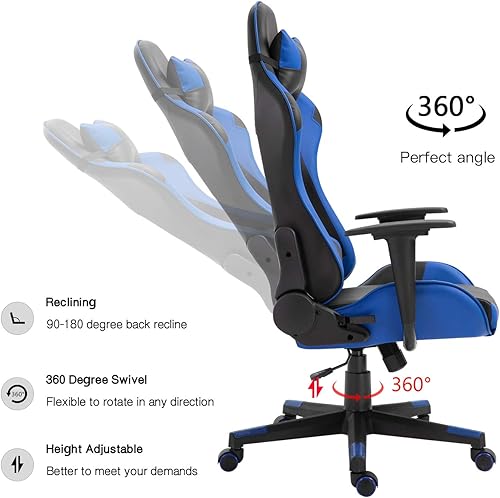 Miniatura 107 de Modern-Depo Black Virgo Zodiac - Silla de juegos con diseño ergonómico, giratorio y reclinable ajustable, capacidad de carga de 330 libras Virgo