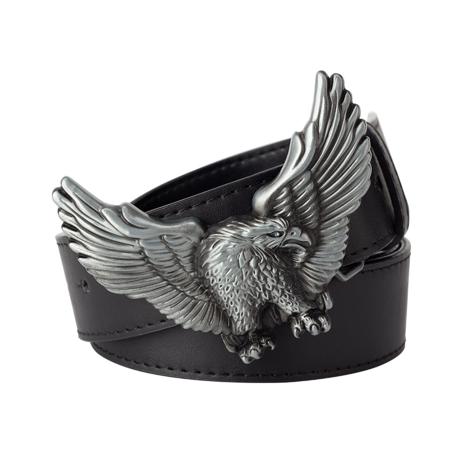 Wrjahcg Unisex Black Western Belt,Men's Belt Fashion Personality Eagle Belt Buckle Youth Large Buckle Alloy Trousers Belt,,130Cm/51.2''