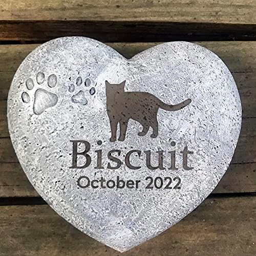 Personalized Dog Pet Memorial Stone, Heart Shaped Dog Cat Pet Grave Marker, Pet Paw Memorial Tombstone Garden Stone, Customizable Name&Date, Sympathy Pet Loss Gift for Dog Or Cat