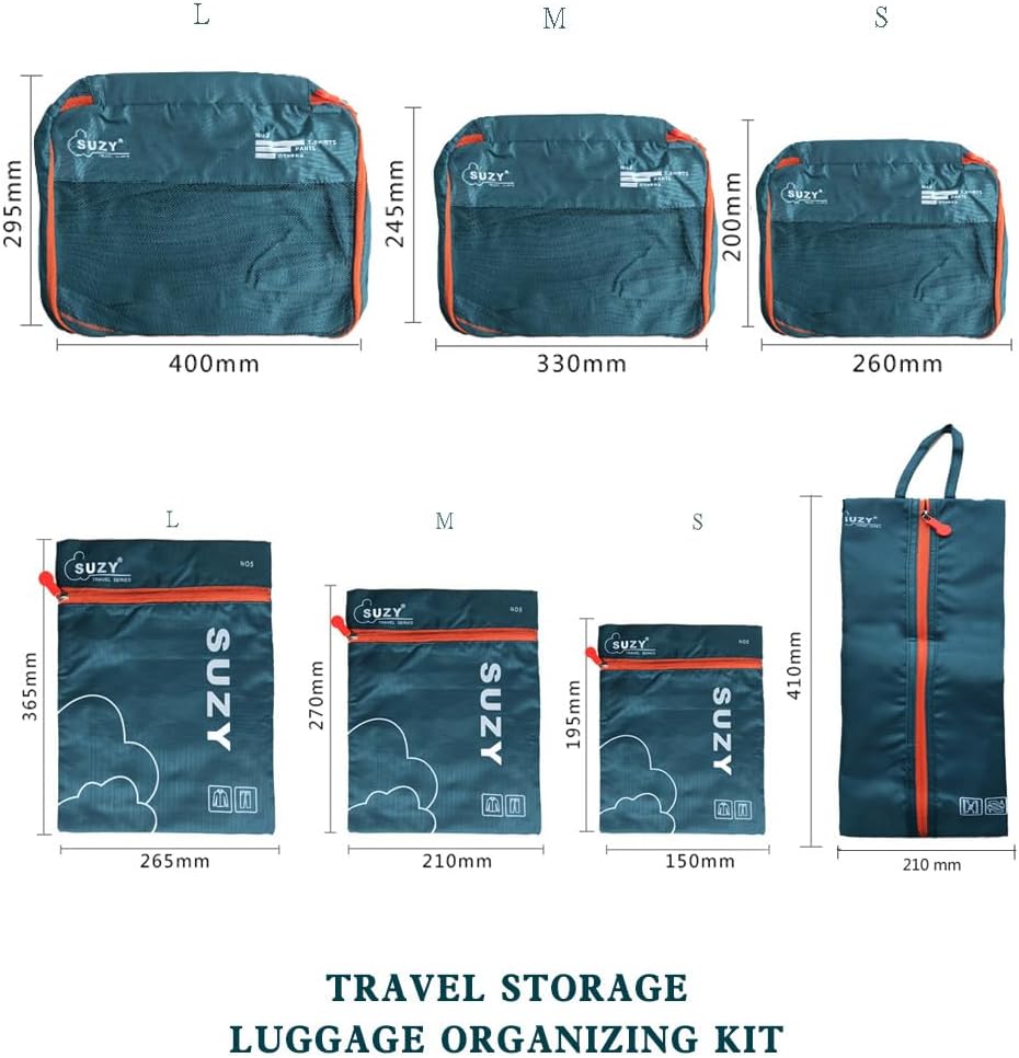 7PcsTravel Packing Cubes,Luggage Organizer Clothes Storage Bag for Suitcase